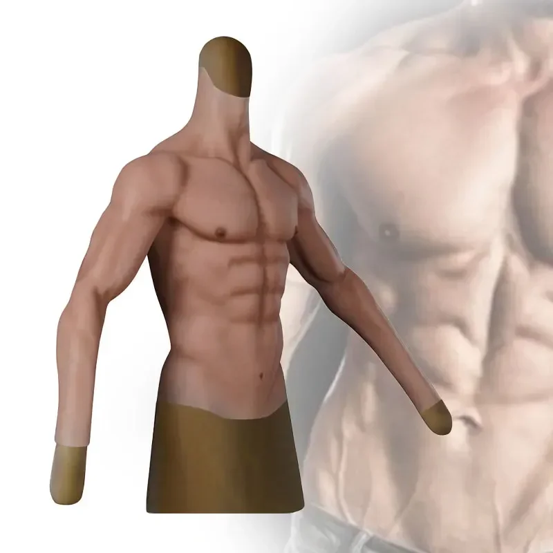 Silicone Faux Muscle Corset Muscle Arms Realistic Abdomen Fake Boobs Men's Body Suit