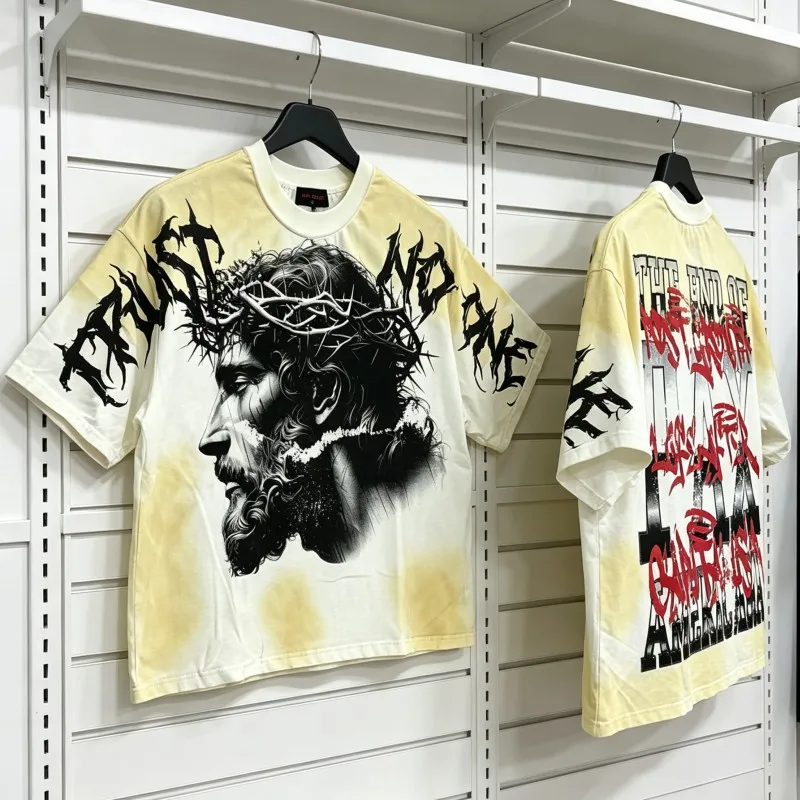 

Летние хип-хоп футболки оверсайз из хлопка с принтом RARE PEACE и граффити в виде шипов, с эффектом потертости, унисекс, с коротким рукавом, свободного кроя