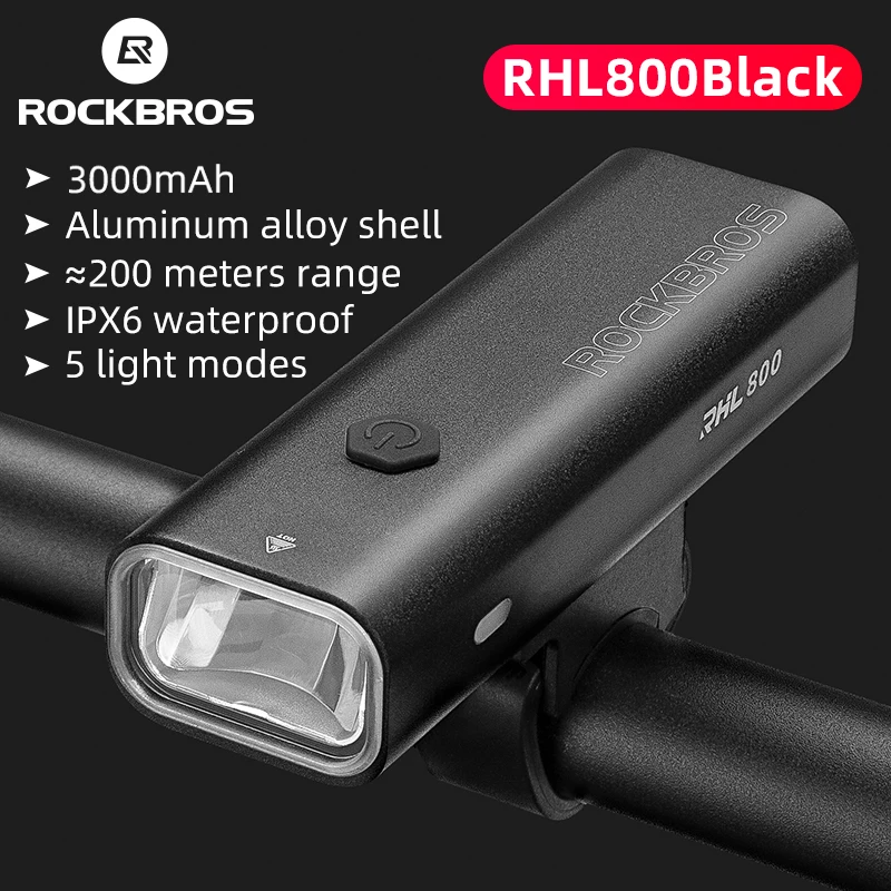 ROCKBROS Bicycle Lights IPX6 Waterproof Safety MTB Road Cycling Light Flashlight Lamp TypeC Convenient Charging Bike Accessories