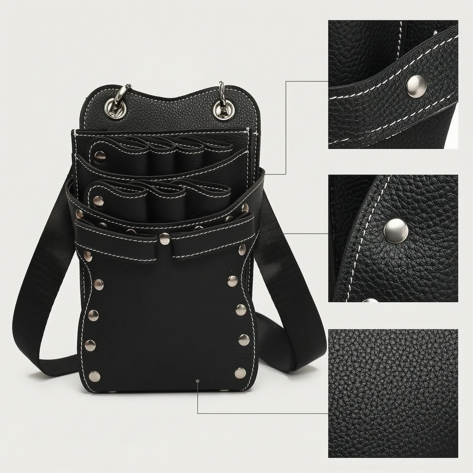 Hairstylist Tool Bag Compact Hairdresser Waist Bag Shears Holder with Strap Structured Scissors Holder Portable