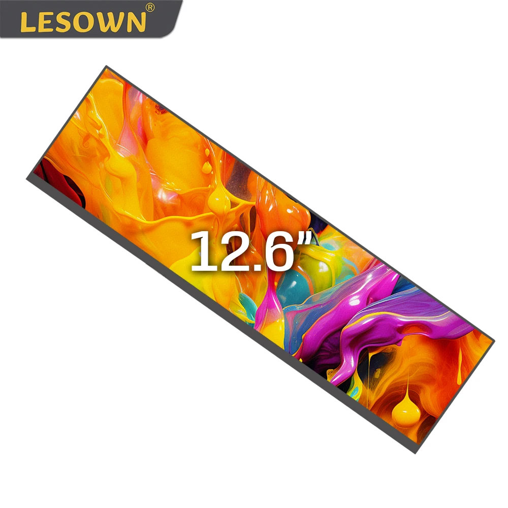 LESOWN Wide Stretched Bar Screen Display 12.6 inch IPS HD 1920x515 HDMI USB-C Touchscreen LCD Panel Module for Windows PC