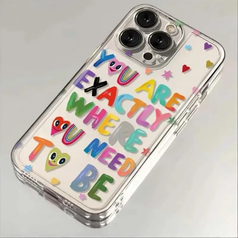 

Colorful Word Phone Case For iPhone 17 16 15 11 12 14 13 Pro Max Mini X XS XR 7 Plus 16E Air Shockproof Transparent Cover Fundas