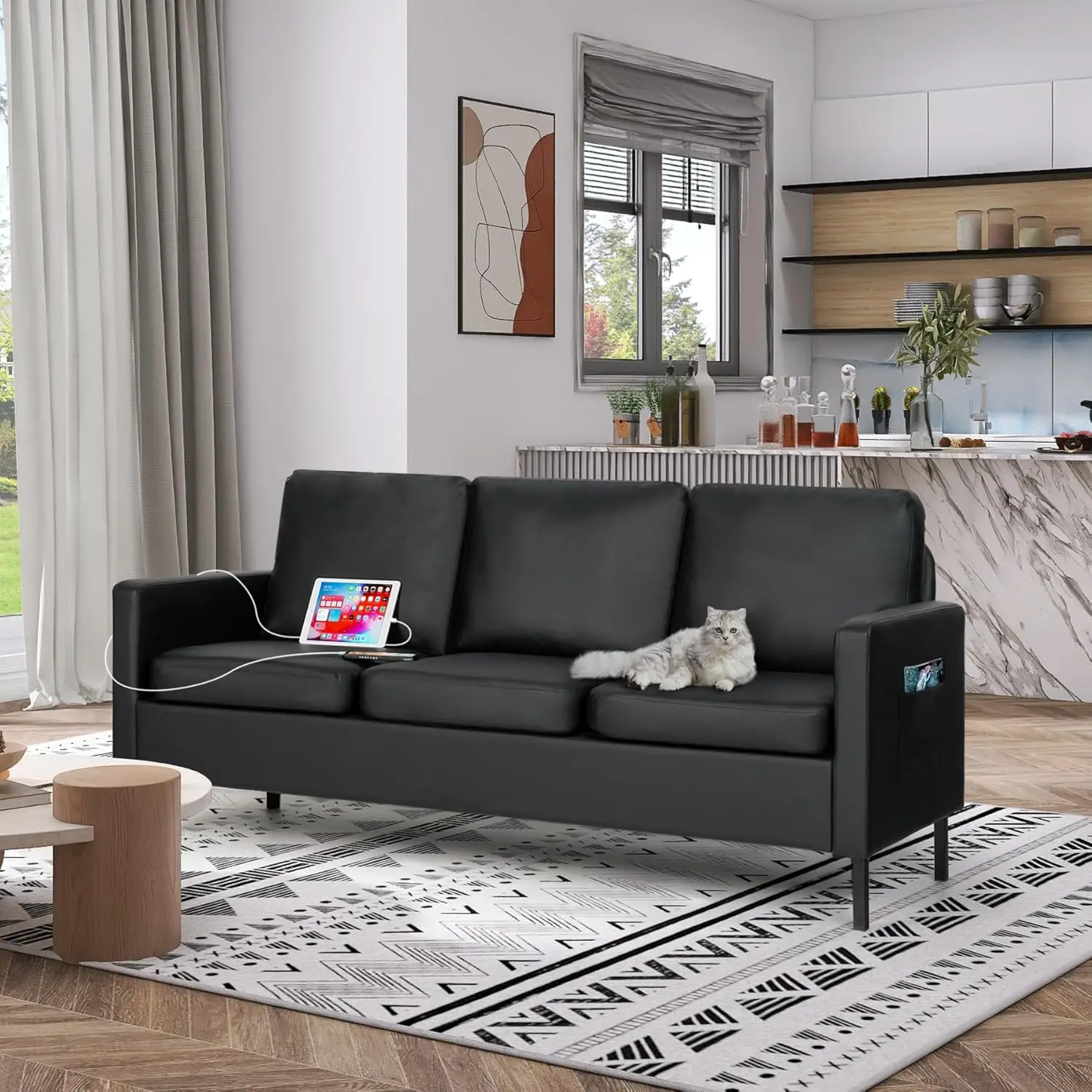 Modern Comfy Couch with USB, Small Couches for Living Room Apartment Bedroom Small Spaces, Office Couch