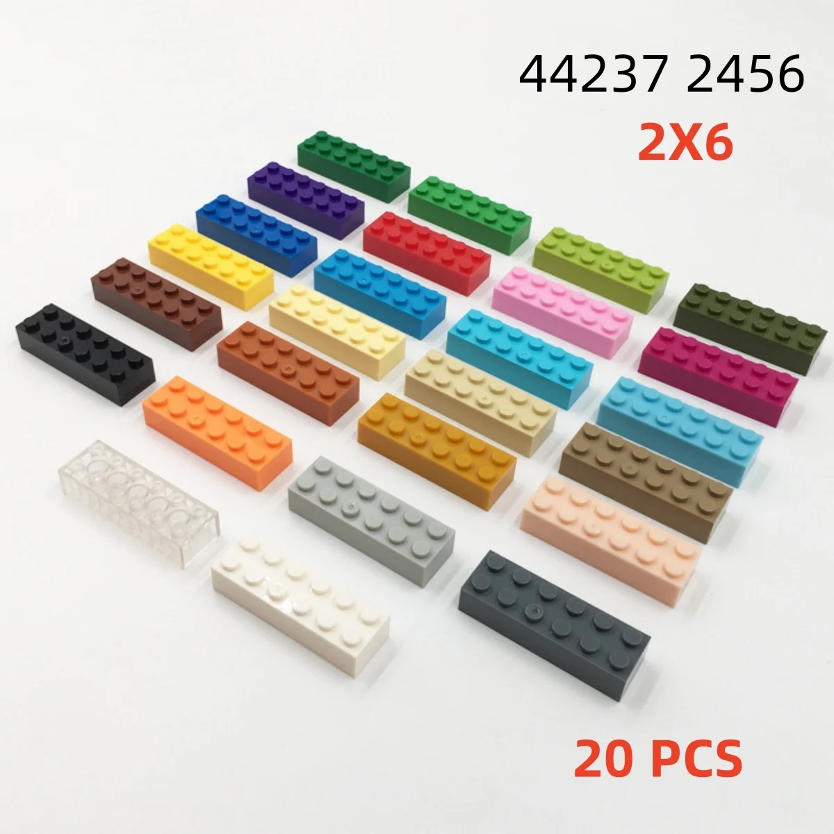 

20 Pcs/lot Buildings Blocks 44237 2456 Brick 2 x 6 DIY Assmble Collections Bulk Modular GBC Toy For High-Tech MOC Set