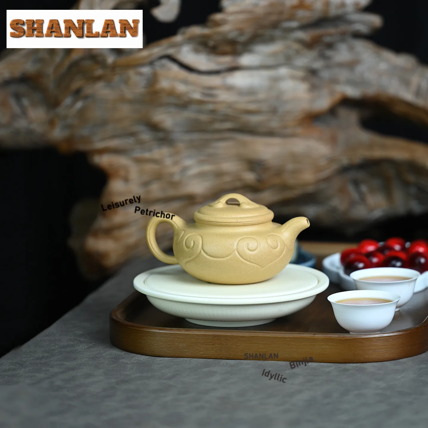 290ml Boutique Yixing Purple Clay Teapot Pure Handmade Thin Body Ruyi Antique Pot Raw Ore Ben Shan Green Mud Kettle Zisha TeaSet
