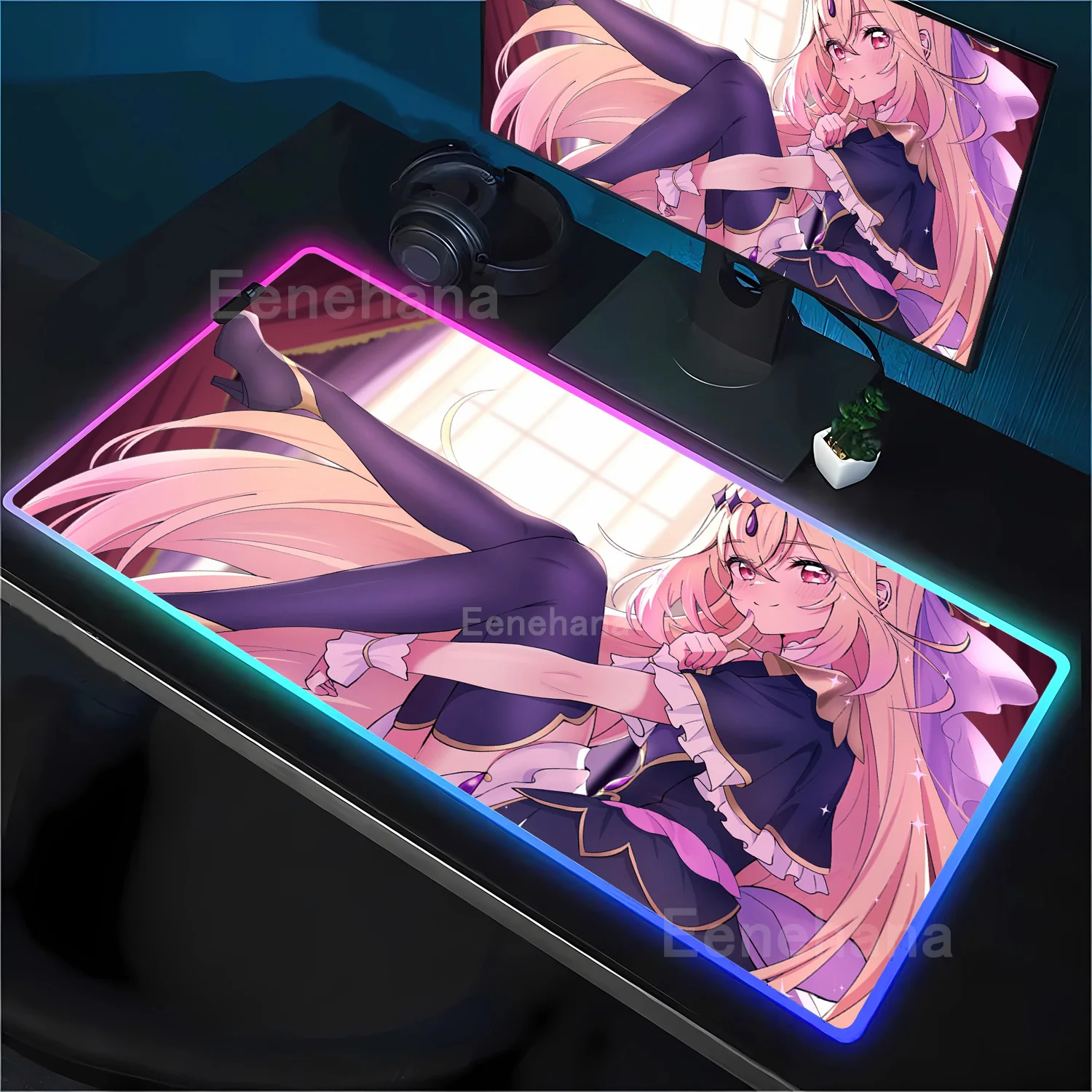 RGB Mousepad Star Detective Precure! Moria Ruruka るるか Kawaii Large Gaming Rubber LED Mouse Pad PC HD Printing backlight Desk Mat