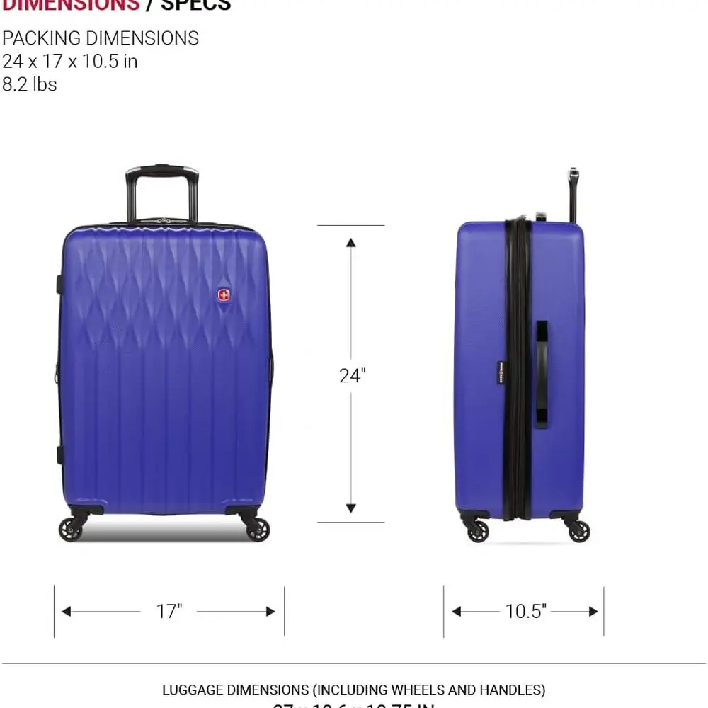 أمتعة دوارة ذات هيكل صلب متوسط قابل للتوسيع من SwissGear، موديل 8018