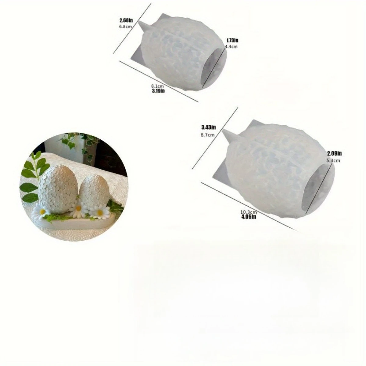 Resin silicone mold set of 2 pieces, Easter egg-shaped candle holder mold, decorative art piece, DIY shaping mold - view 4