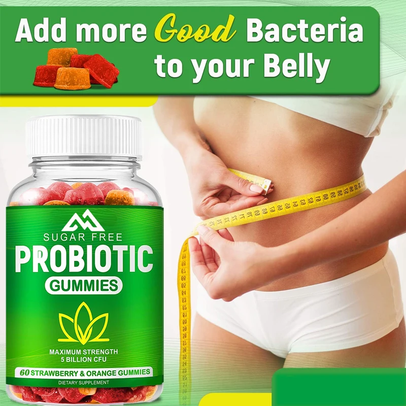 

Probiotic gummies for adults and children promote digestive health and reduce bloating. 60 capsules vegetarian gluten free