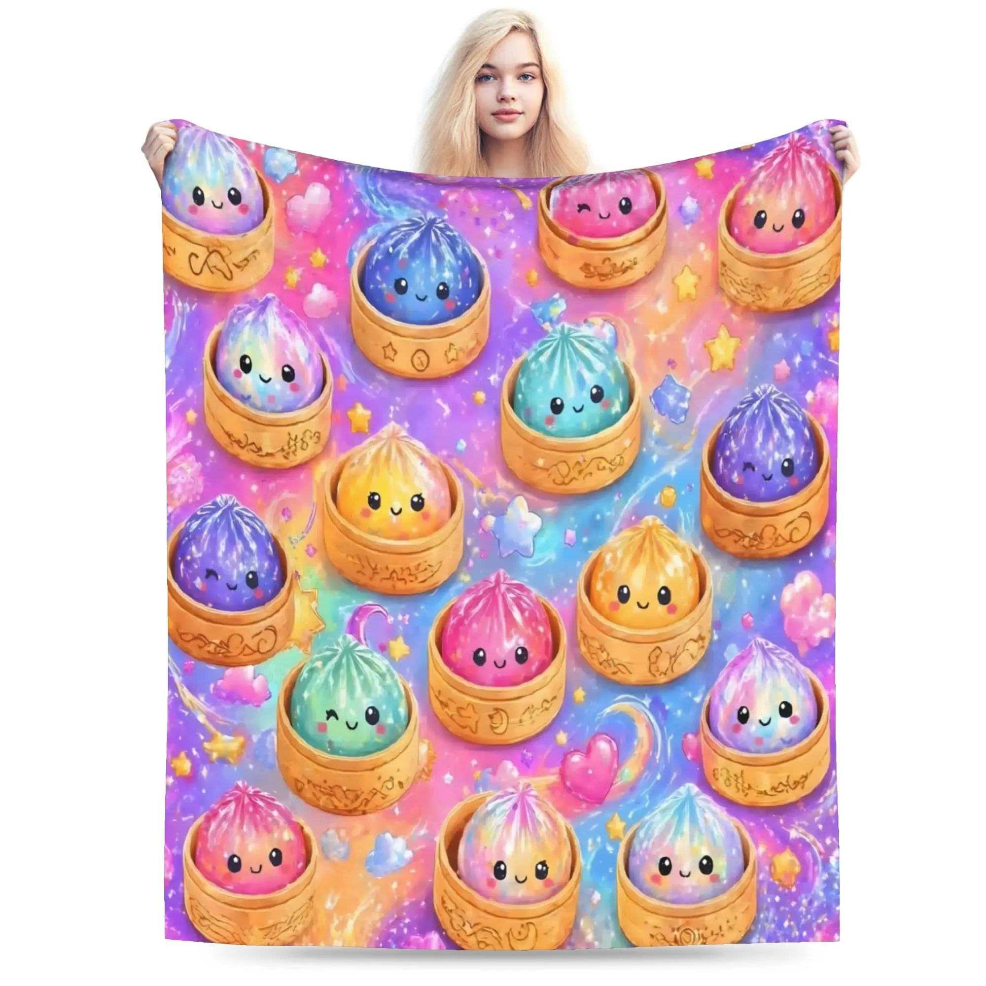 Cartoon Dumpling Blanket Soft Flannel Healing Gift  Throw Blanket Rug Piece