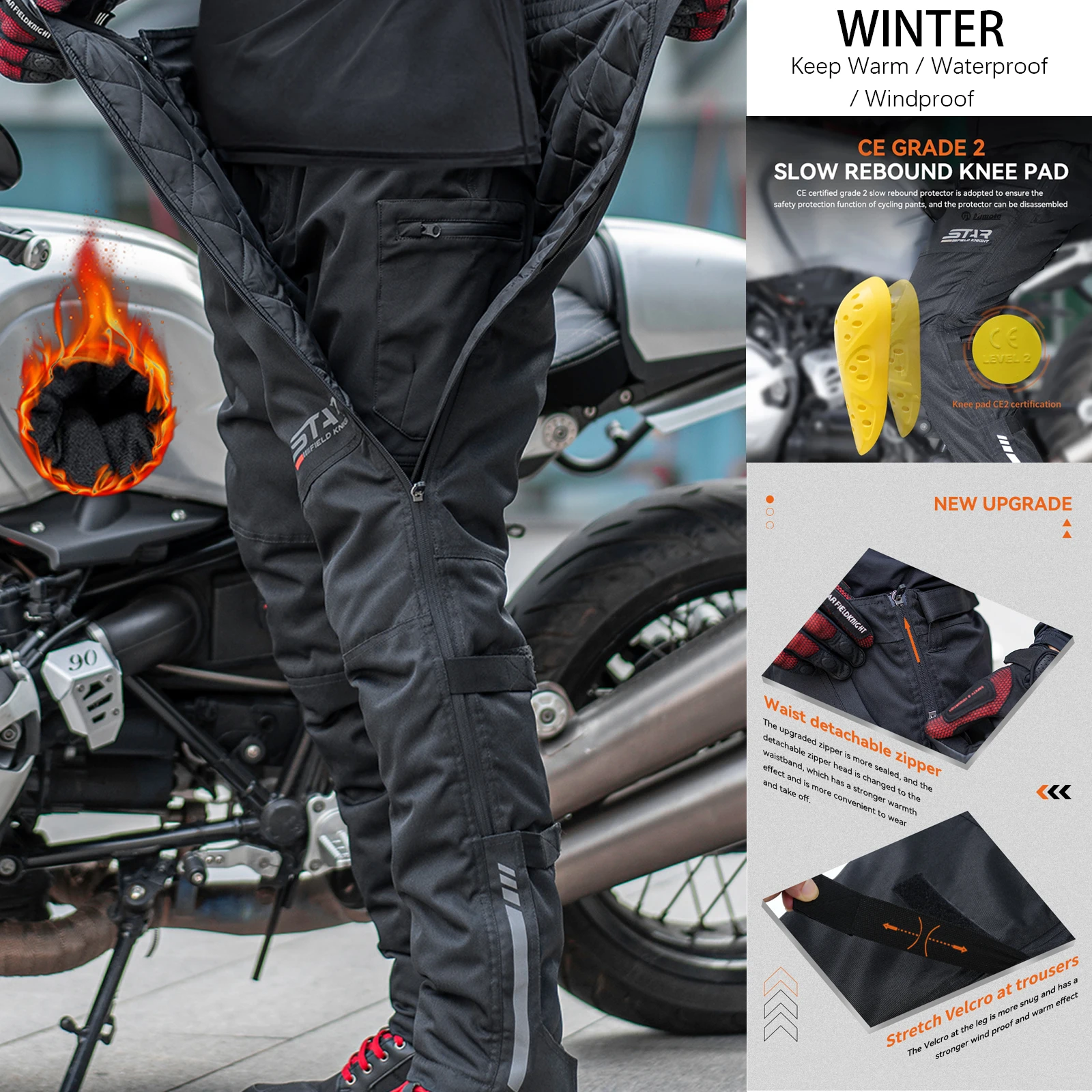 

Мужские зимние водонепроницаемые мотоциклетные штаны, быстросъемные ветрозащитные теплые туристические мотобрюки с наколенниками CE, мотоциклетные брюки