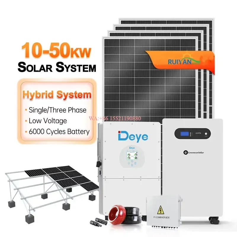 WMWMNU Complete Solar Panel Kit 5KW 10KW 15KW 20KW 30KW 50KW On Off Grid Lithium Battery Solar System