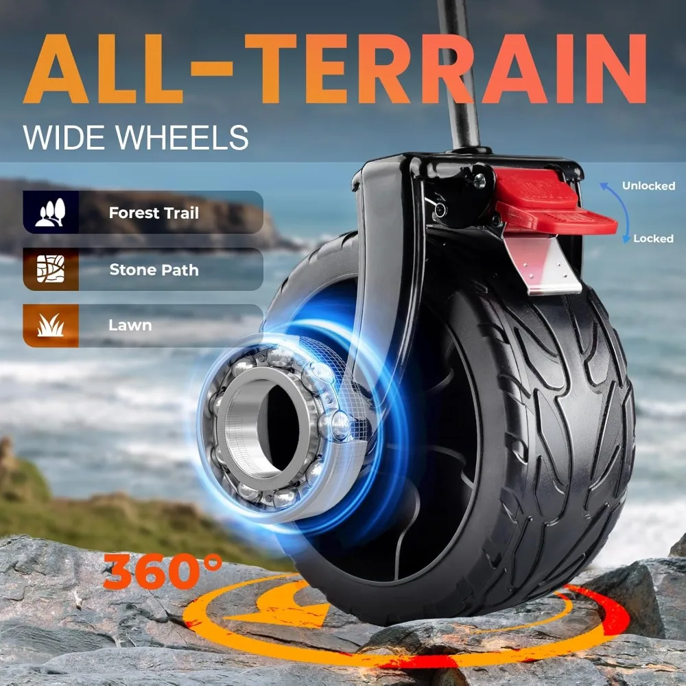 عربة ذات طابقين قابلة للطي سعة 400 لتر - عربة عربة قابلة للطي ذات سعة كبيرة - موسع طويل جدًا مقاس 47 بوصة - عجلات كبيرة لجميع التضاريس