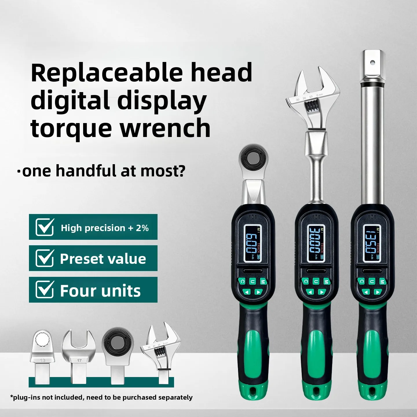 Electronic digital torque wrench preset torque replaceable high precision torque  industrial grade wrench