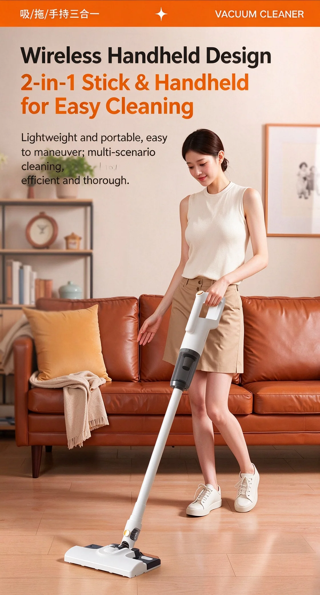 Multifunctional Household Wireless Vacuum Cleaner, Vacuuming and Mopping All-In-One Machine, Handheld High-Power Cleaning Vacuum Cleaner