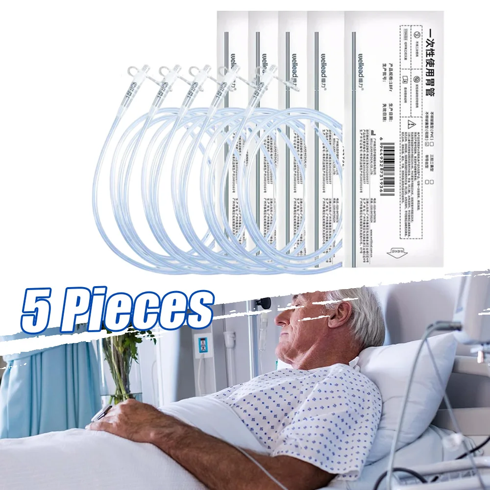 

5 шт. Fr14/Fr16/Fr18 одноразовая силиконовая желудочная трубка, трубка для кормления носа, медицинская назоastrная трубка, прозрачный силиконовый шланг