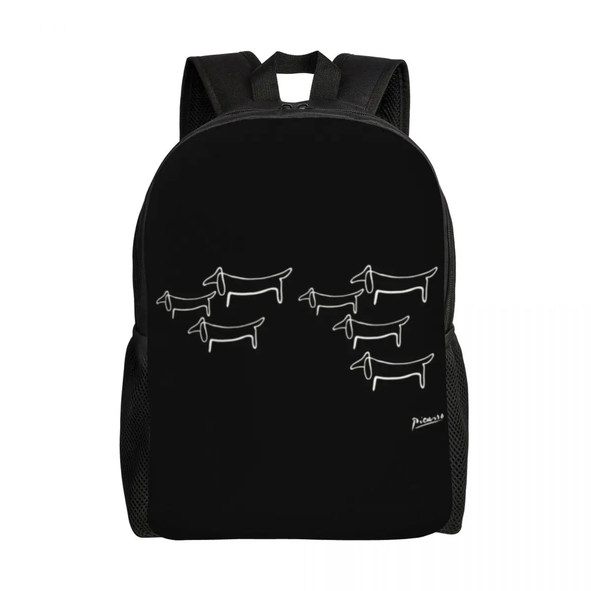 Custom Pablo Picasso Line Art Dachshund Travel Backpack  School Computer Bookbag Wild Wiener Dog College Student Daypack Bags