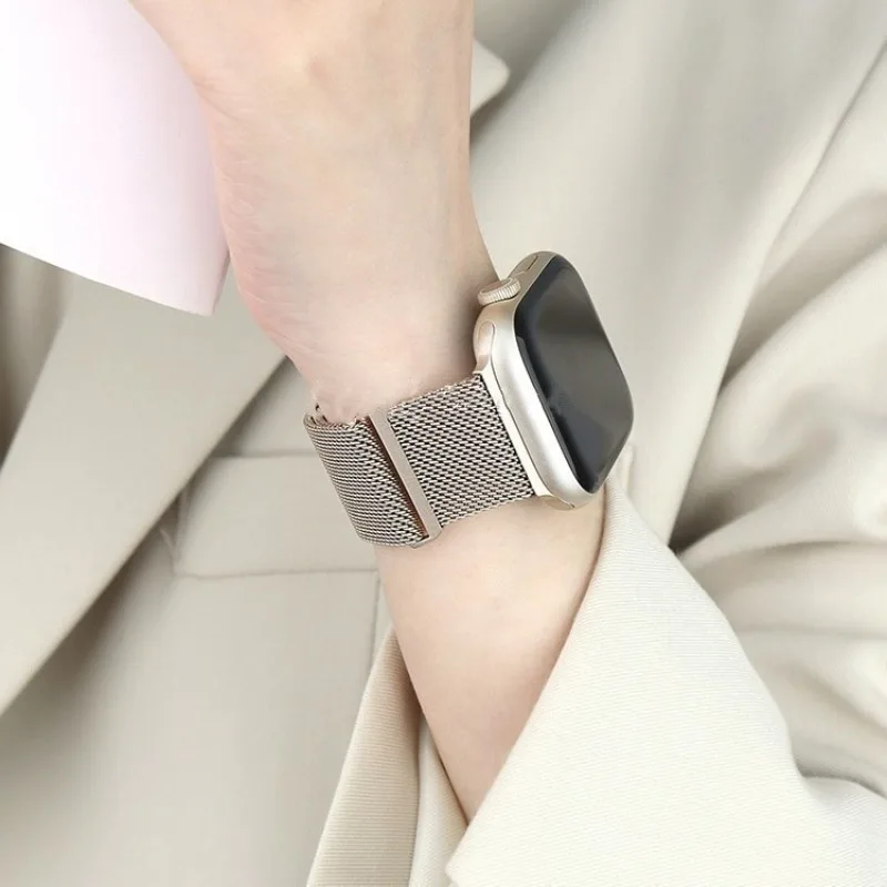 Starlight Milan Metallarmband + Gehäuse für Apple Watch 46 mm 42 mm 38 40 41 44 49 45 mm PC-Glas iWatch Serie 11 10 9 8 7 6 5 4 Ultra3/2 – Detail 6