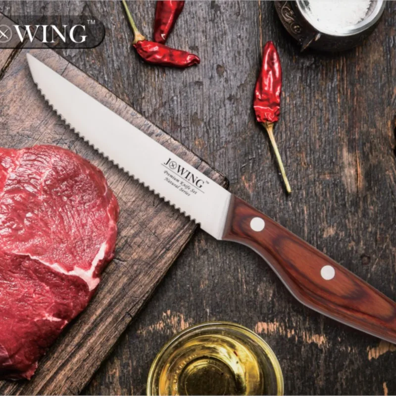 

Steak Knife Set German Stainless Steel Pakka Wood Handle Sharp Blade Chef Cutting Tools Beautiful Gift Box Dinner Knives