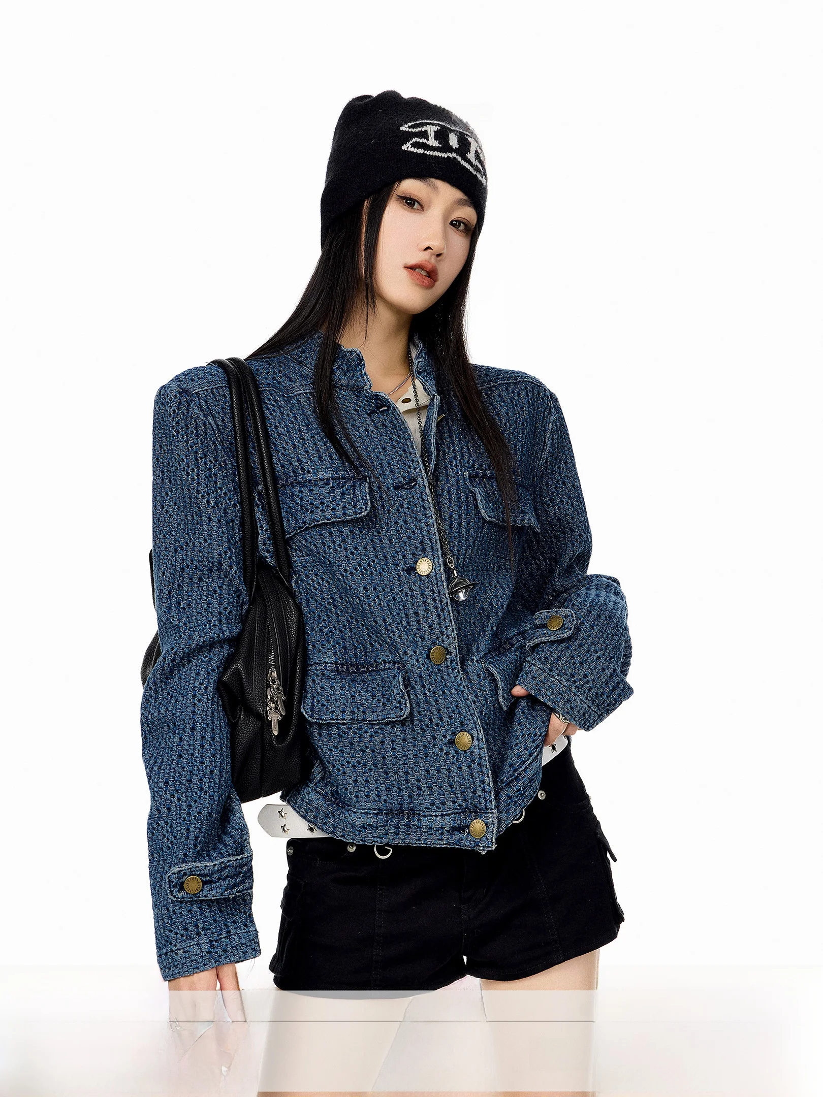 Ich Mode American Blue Texture Small Fragrance Style Denim Jacket Women's Autumn Open Cardigan Top New 2026 Loose Fit Cotton ...