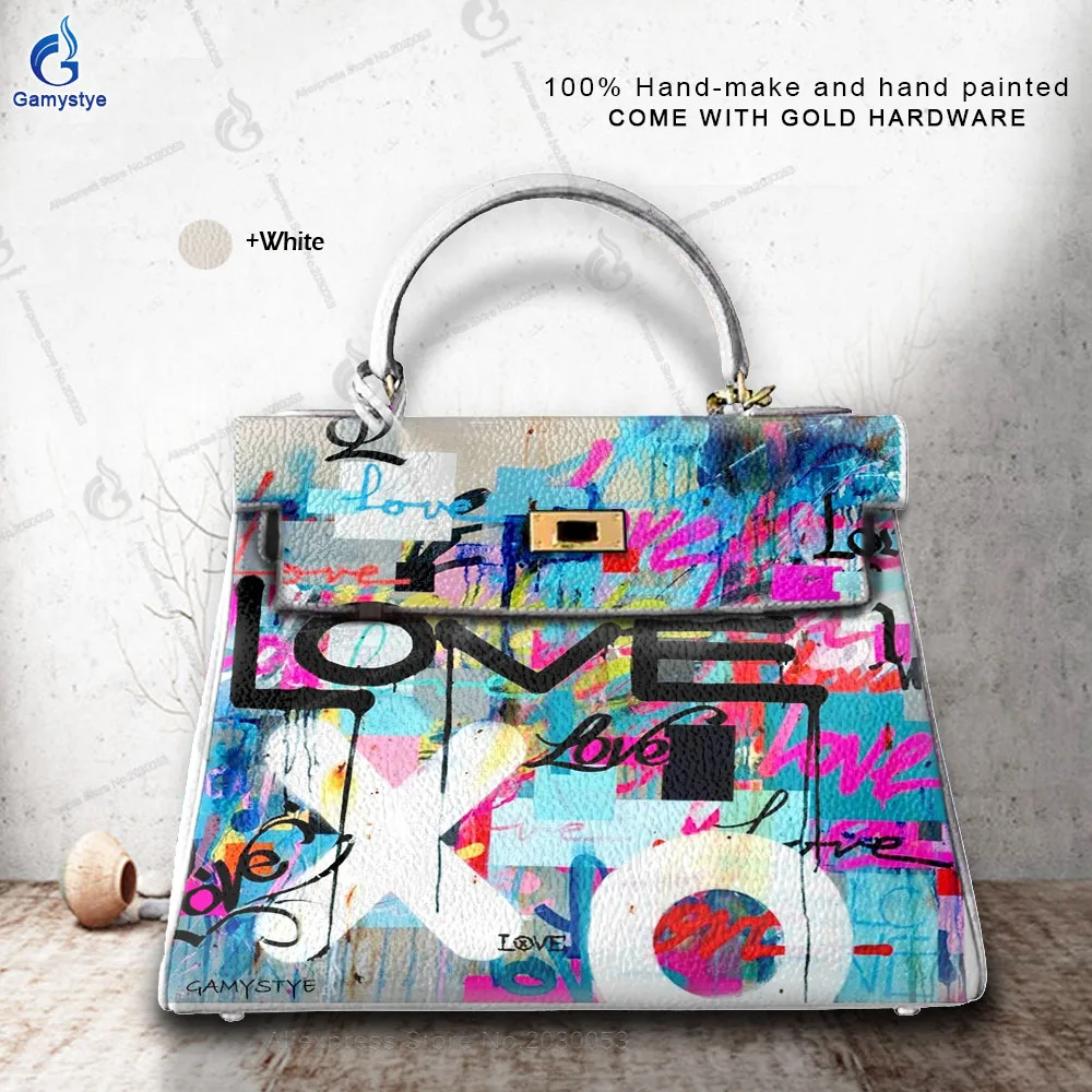 Street Artisc Hand Draw Graffiti Loves English Bags Women Bags Designer Crossbody Handbags Female Messenger Totes Big Capacity