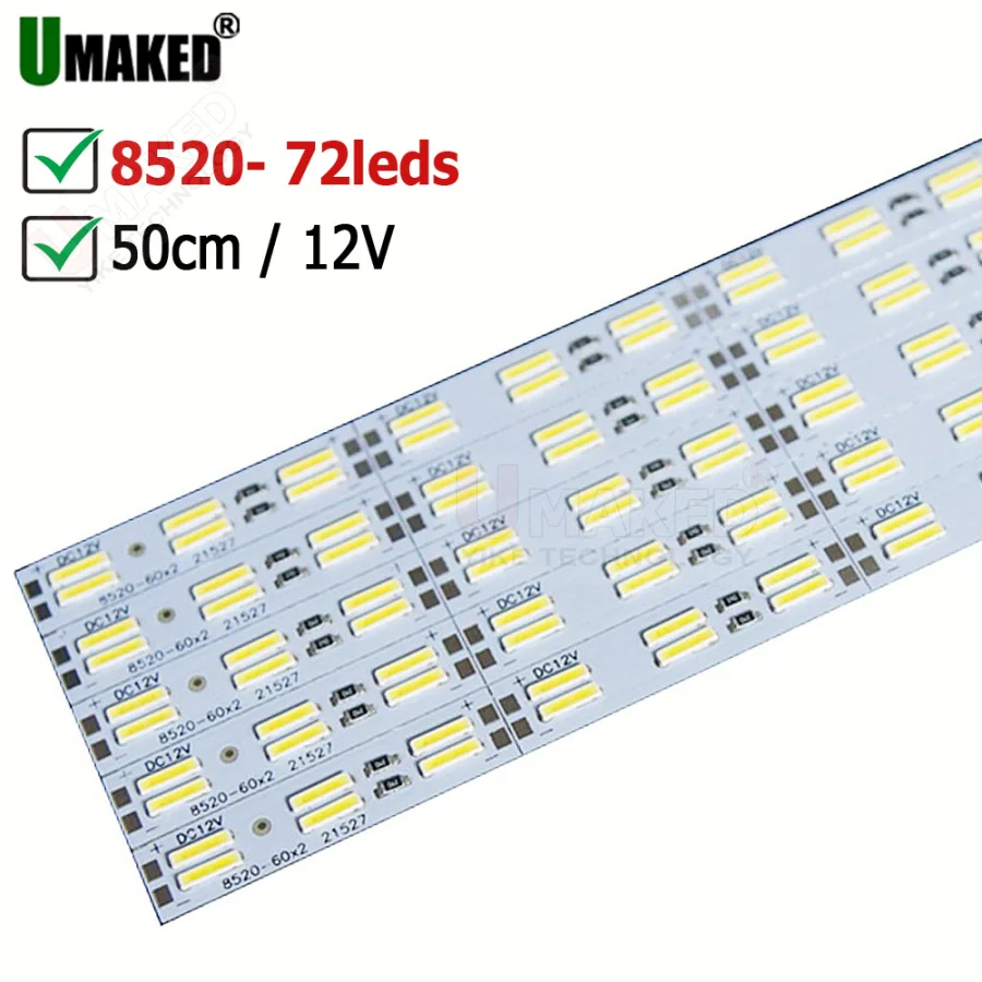 50pcs Bright 50CM SMD8520 DC12V 72leds LED Hard Rigid Light LED Strip Bar Light white/ warm white holiday lighting,Decorate lamp