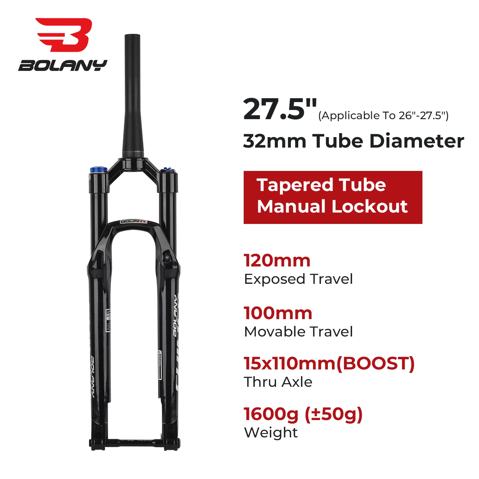 BOLANY タイプMTB サスペンションフォーク 26/27.5/29インチ