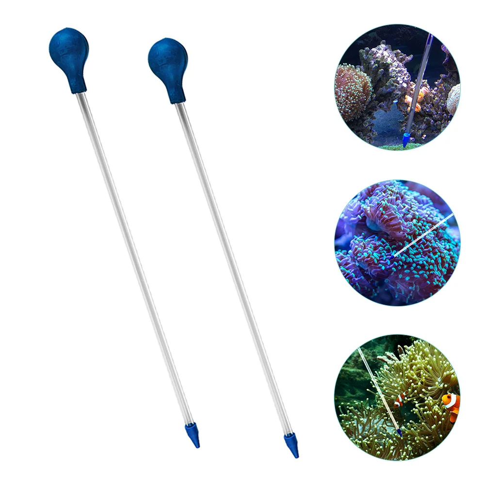 

2 Pcs Coral Feeding Tube Fish Tank Feeders Aquarium Coral Feeder Silicone Glass Long Coral Shrimp Bowl Fish Feeders Pet Products