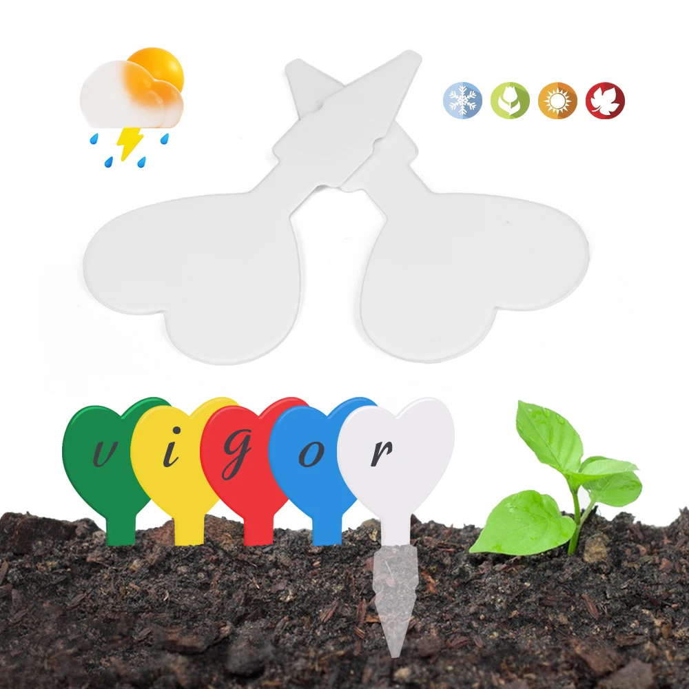 N311 Heart-shaped Plant Labels 8.2cm Writable Garden Tags Waterproof PP Material Suitable Gardens and Pots Identification Sign
