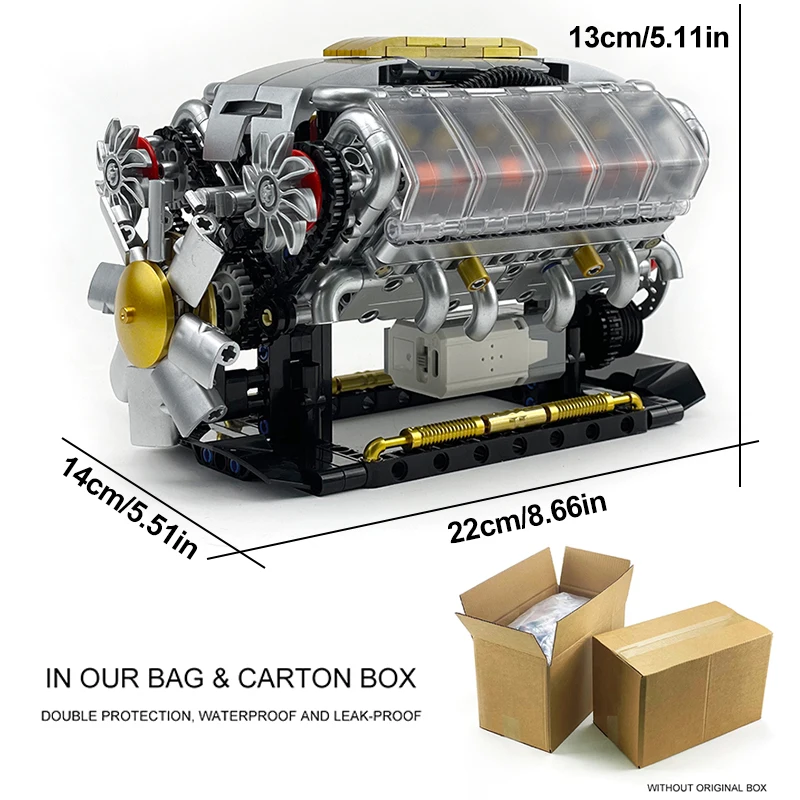 Nuovo MOC GQ-3053 Tecnico Automobile Meccanico V8 Motore Building Blocks Modello di Montaggio Puzzle Giocattoli FAI DA TE Ragazzi Regalo di Natale Per Bambini