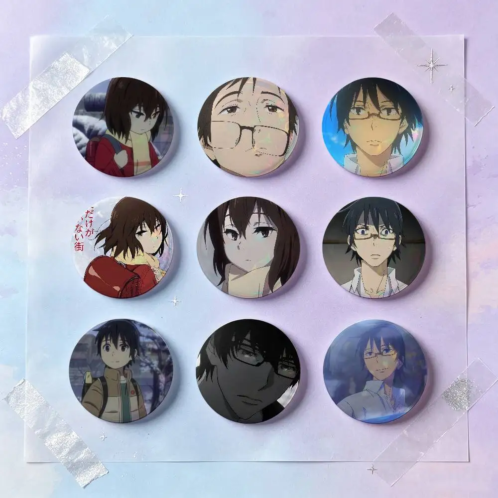 Horror Anime Erased Satoru Kayo Hinazuki Badges Button Round Creative Pin Brooch Badge Bag Decor Accessories Fans Friends Gifts