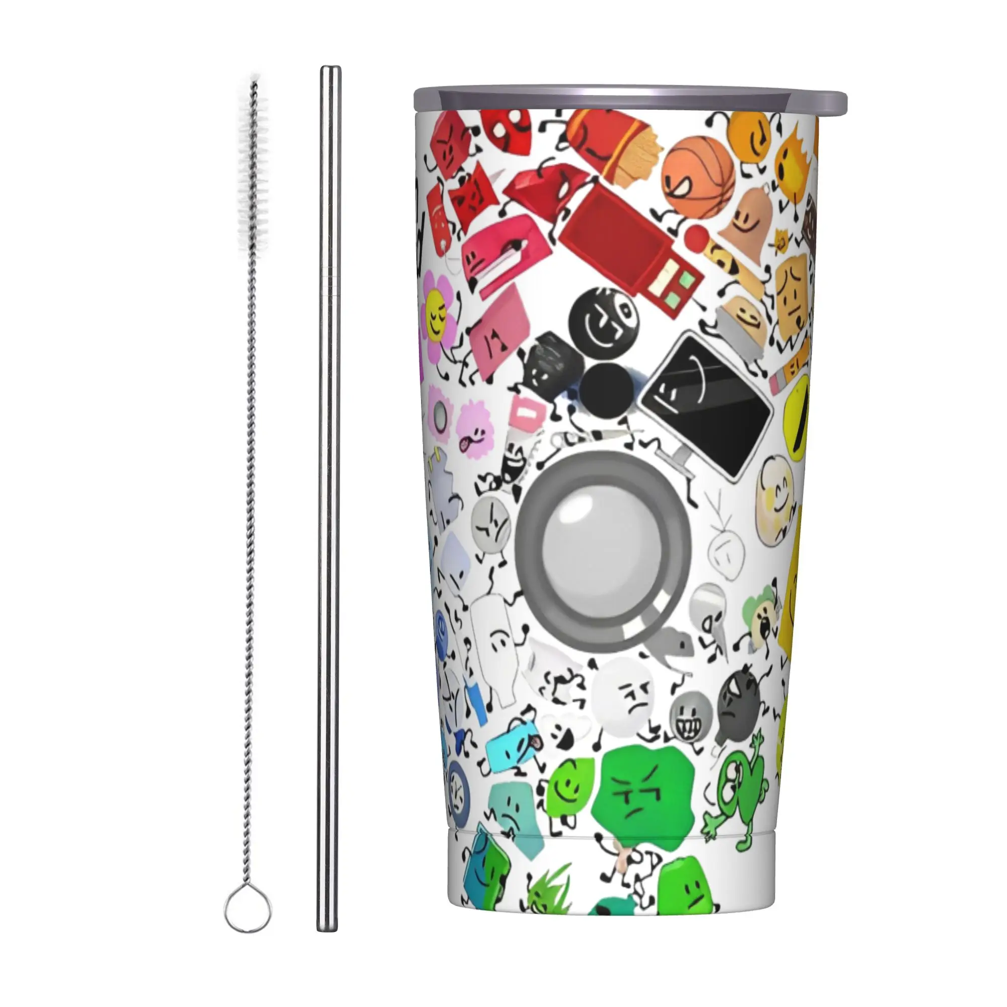 BFDI Inanimate Tumbler Vacuum Insulated Battle for Dream Island Coffee Cups Vacuum Flask Office Home Mug Water Bottle, 20oz
