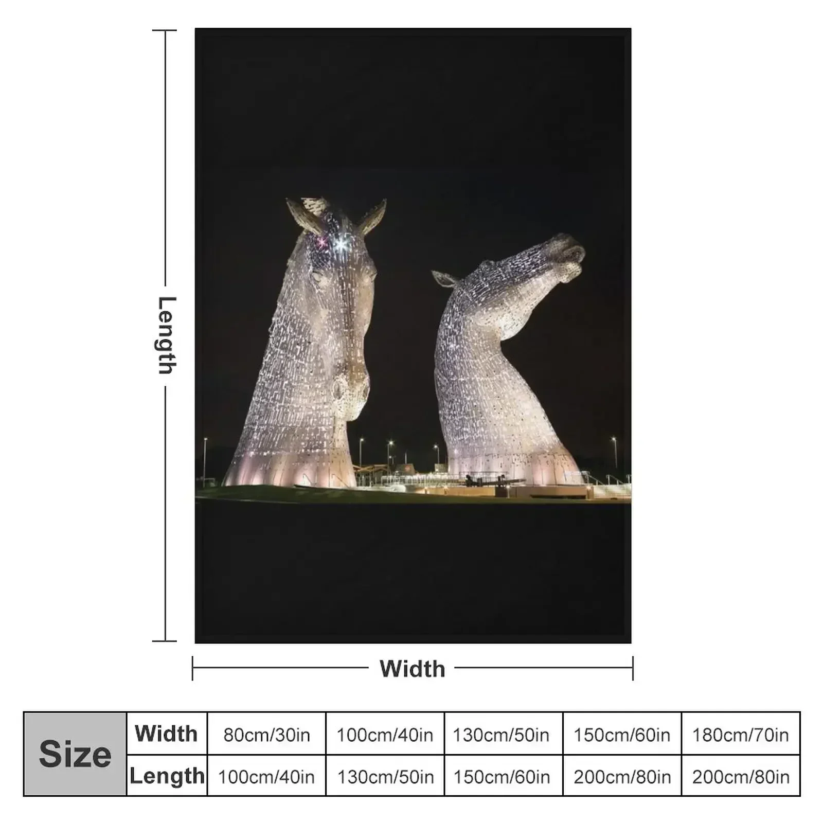 The Kelpies at night Throw Blanket Personalized Gift Cute Plaid Blankets For Bed Luxury Throw Soft Designers Blankets