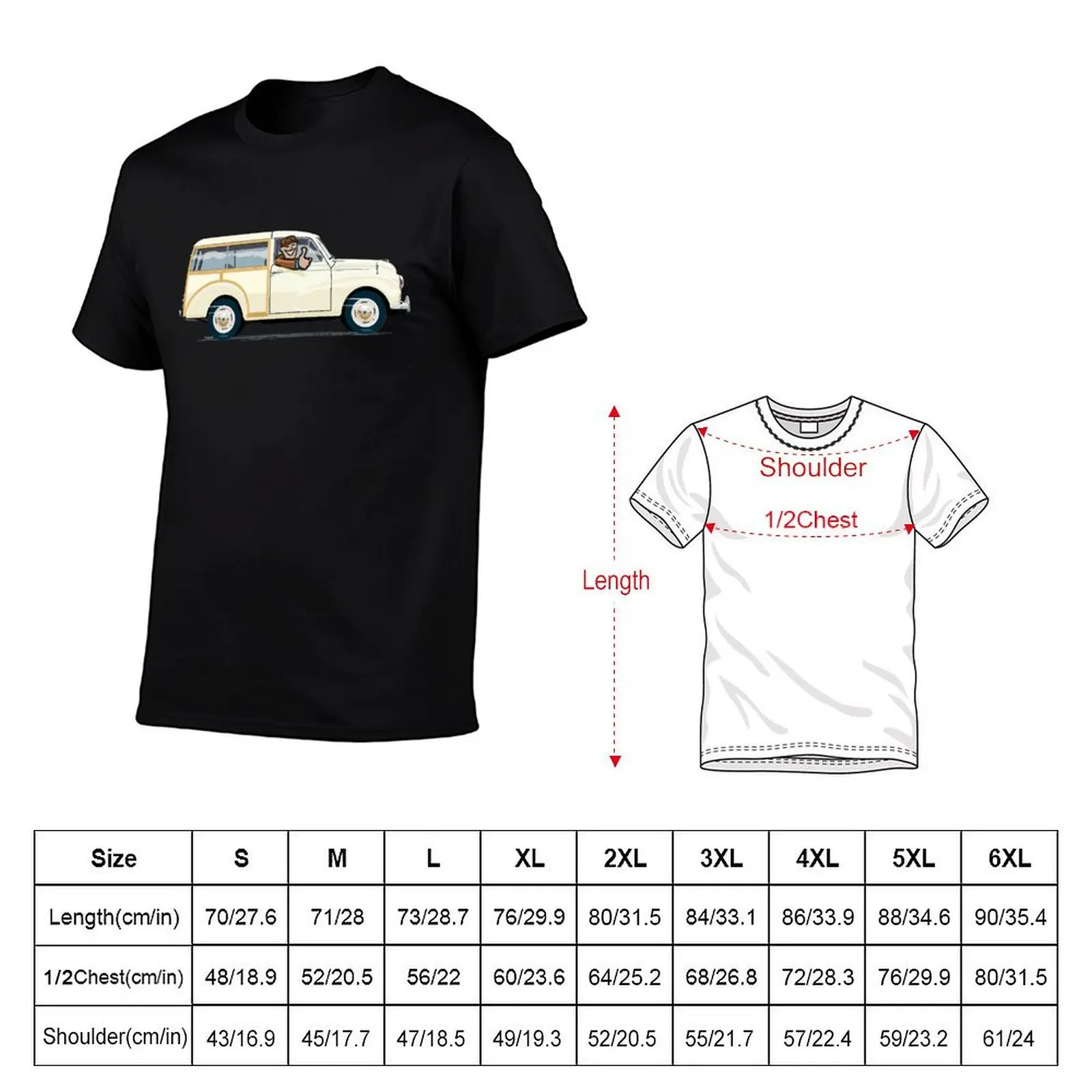 Old English White Morris Minor Traveller T-Shirt Plus Size Basic Short Sleeve Top