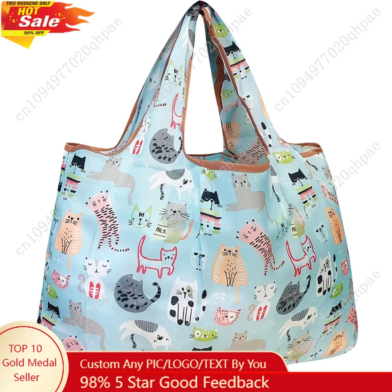 

Foldable Nylon Reusable Shopping Grocery Bag