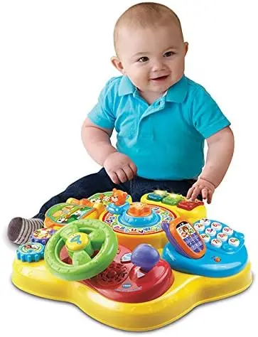 Interactive Learning Table for Toddlers, Yellow Educational Toy with Music & Activities