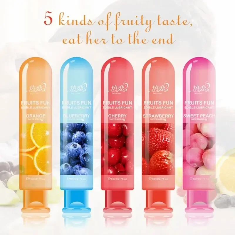 80ml Fruit Flavor Sex Toy for Women Men Sex Lubricant Water-based Blueberry Strawberry Peach Sex Oil Vaginal Anal Gel Adults 18