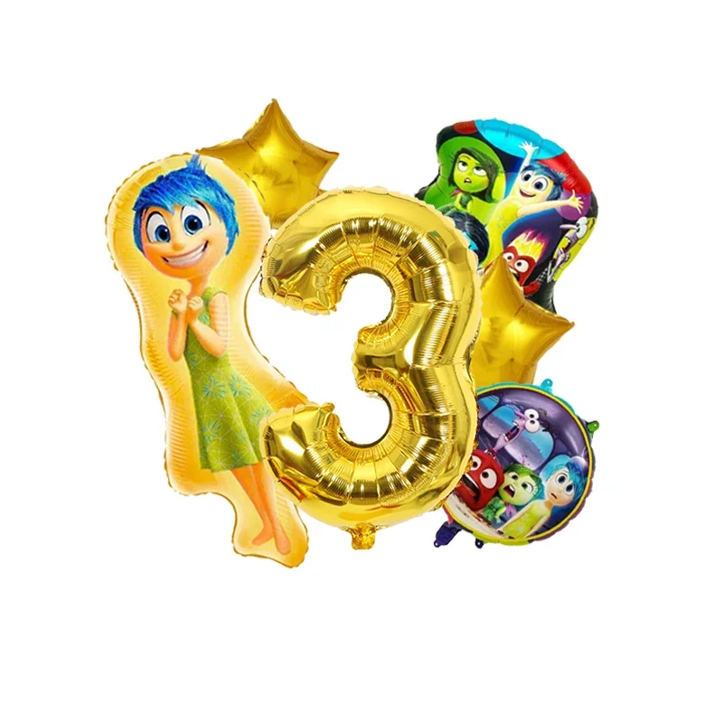 Inside Out 2 Anime Digit 1-10 Ballons Disney Anxiety Joy Kawaii Party Accessory Birthday Gender Reveal Baby Shower Decorations