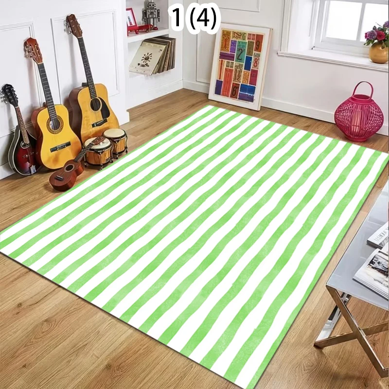 Light Green Striped Large Area Rug Modern Soft Floor Mat for Living Room Bedroom Carpet for Coffee Table and Bedside