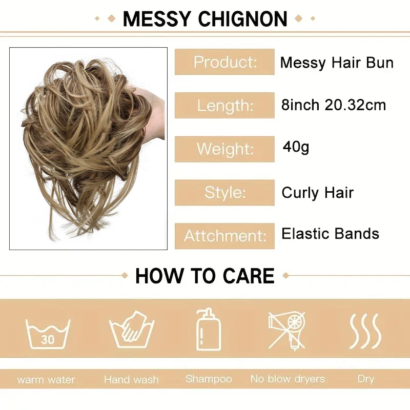 Synthetic Short Curly Updo Messy Elastic Rubber Band Hair Bun Chignon Srunchine Hair Extension Fashion Hairpiece for Women