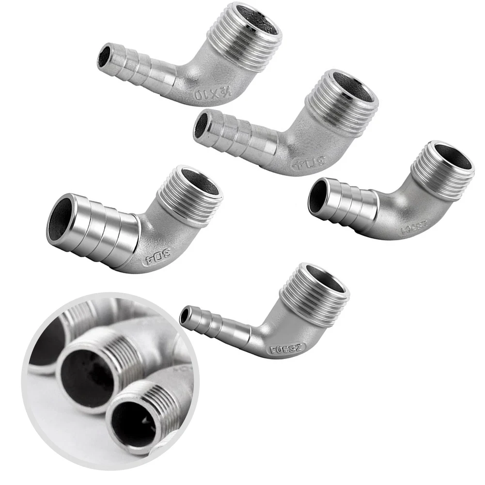 90 Deg Stainless Steel Elbow Hose Connector for Etch Resistance High Temp Use 40 160 F Low Magnetic Permeability