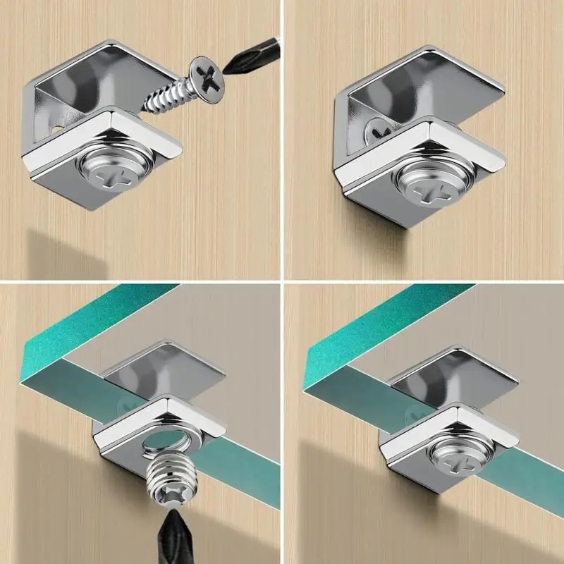 Glass Clip For 3-8mm Acrylic Panel Reinforced Stainless Steel Brackets Moisture Proof Office Partition Mounting Y4QC