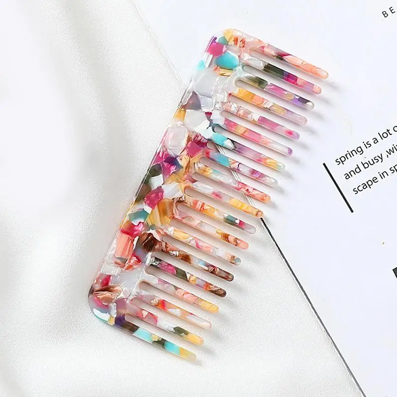 Acetate Anti-static Hair Combs Antistatic Marbled Small Travel Purse Hair Detangling Comb Wide Large Tooth Pocket Hair Comb