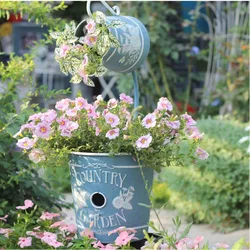 Retro Balcony Flower Pot Iron Relief Plant Stand Do Old Craftsmanship Garden Pots Courtyard Decoration Creative Ornaments