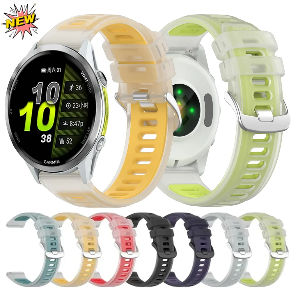 20mm 22mm halbtransparentes Silikonarmband für Garmin Forerunner 170 70 570 965 265 165 Jelly Color Band Vivoactive 6 5 Active 6