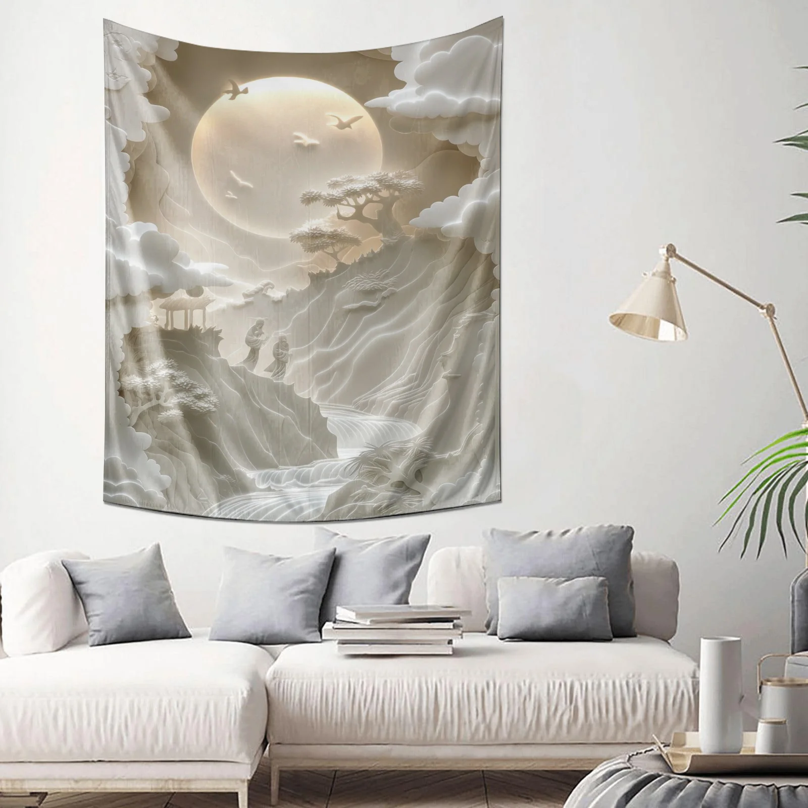 "Enchanted Moonlit Landscape Wall Hanging - Decorative Tapestry for Home Décor"