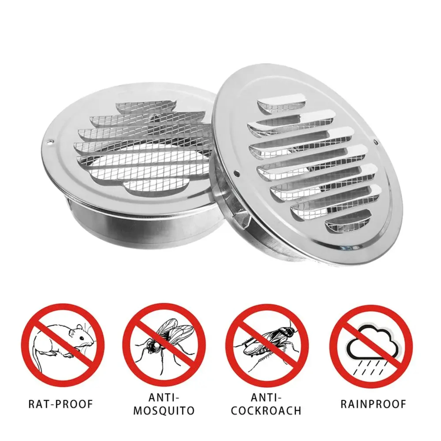 Stainless Steel Exterior Wall Air Vent Grille Round Ducting Ventilation Grilles 70/80/100/120/150/160mm  Office Air Vent