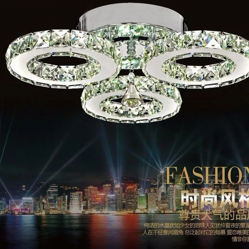 Modern Stainless Steel Crystal Chandeliers ht Brief Living Room Lamps Led Crystal Circle Chandelierslighting Fixture C-132