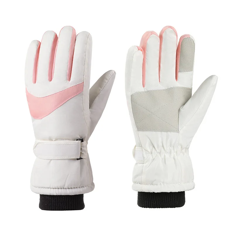 Winter warm fleece-lined ski gloves for men, outdoor cycling, winter cold-proof and waterproof gloves
