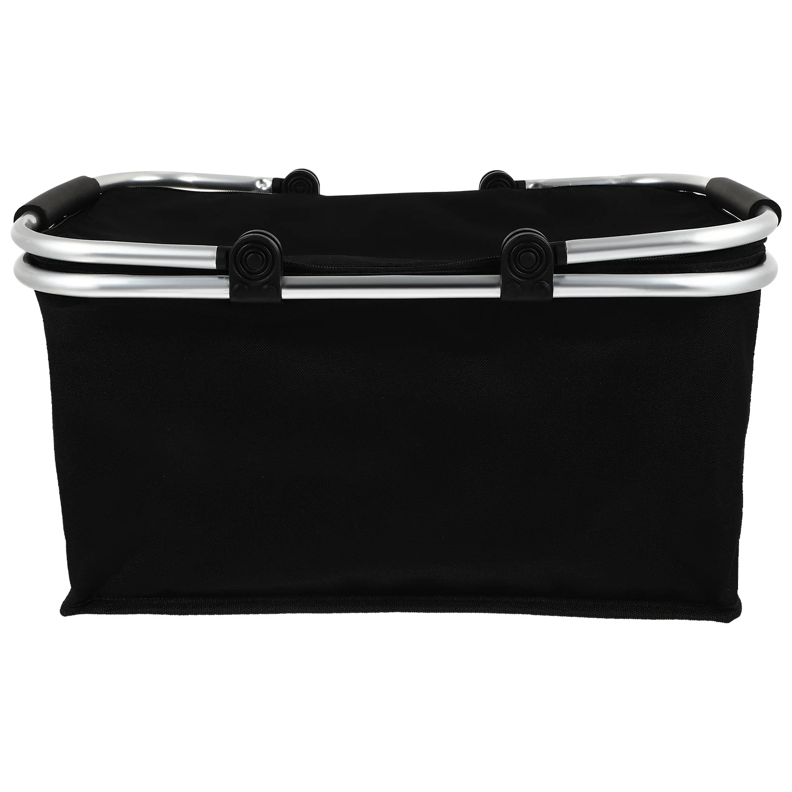 

1Pcs Insulated Large Picnic Box Black Oxford Cloth Thermal Cooler Folding Design Aluminum Frame Basket Picnic Box